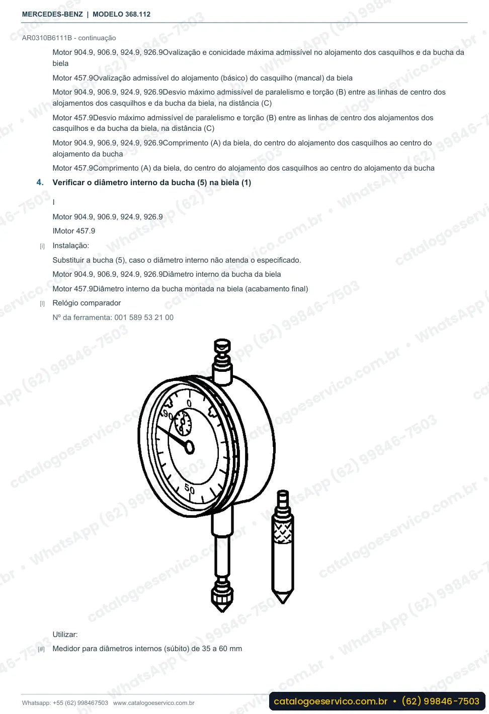 Página de procedimento do manual de oficina Mercedes-Benz OH 1215 LE