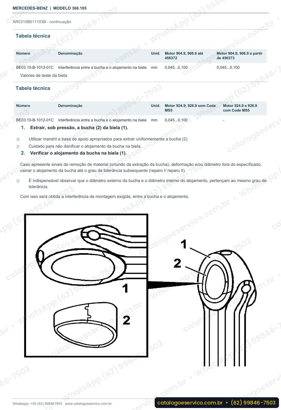 Página de procedimento do manual de oficina Mercedes-Benz OH 1518 LE