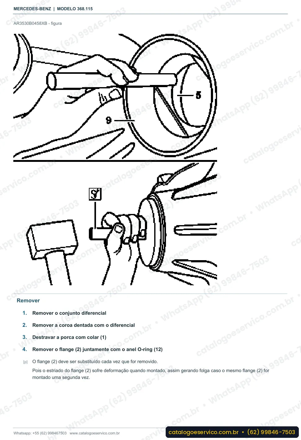 Página de procedimento do manual de oficina Mercedes-Benz OH 1519 LE