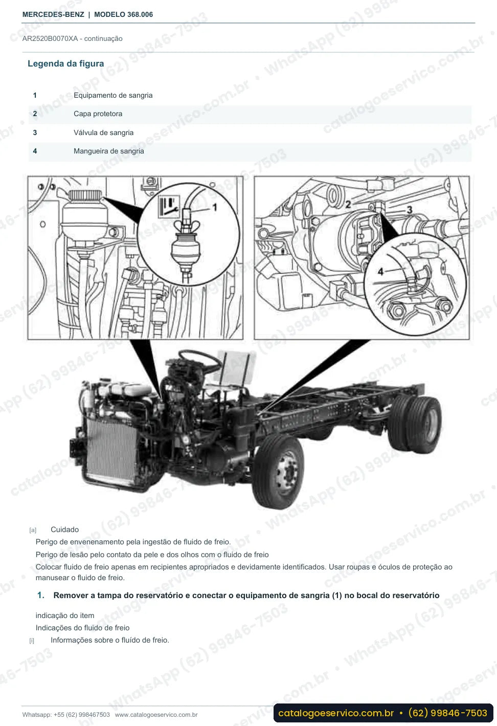 Página de procedimento do manual de oficina Mercedes-Benz OH 1526