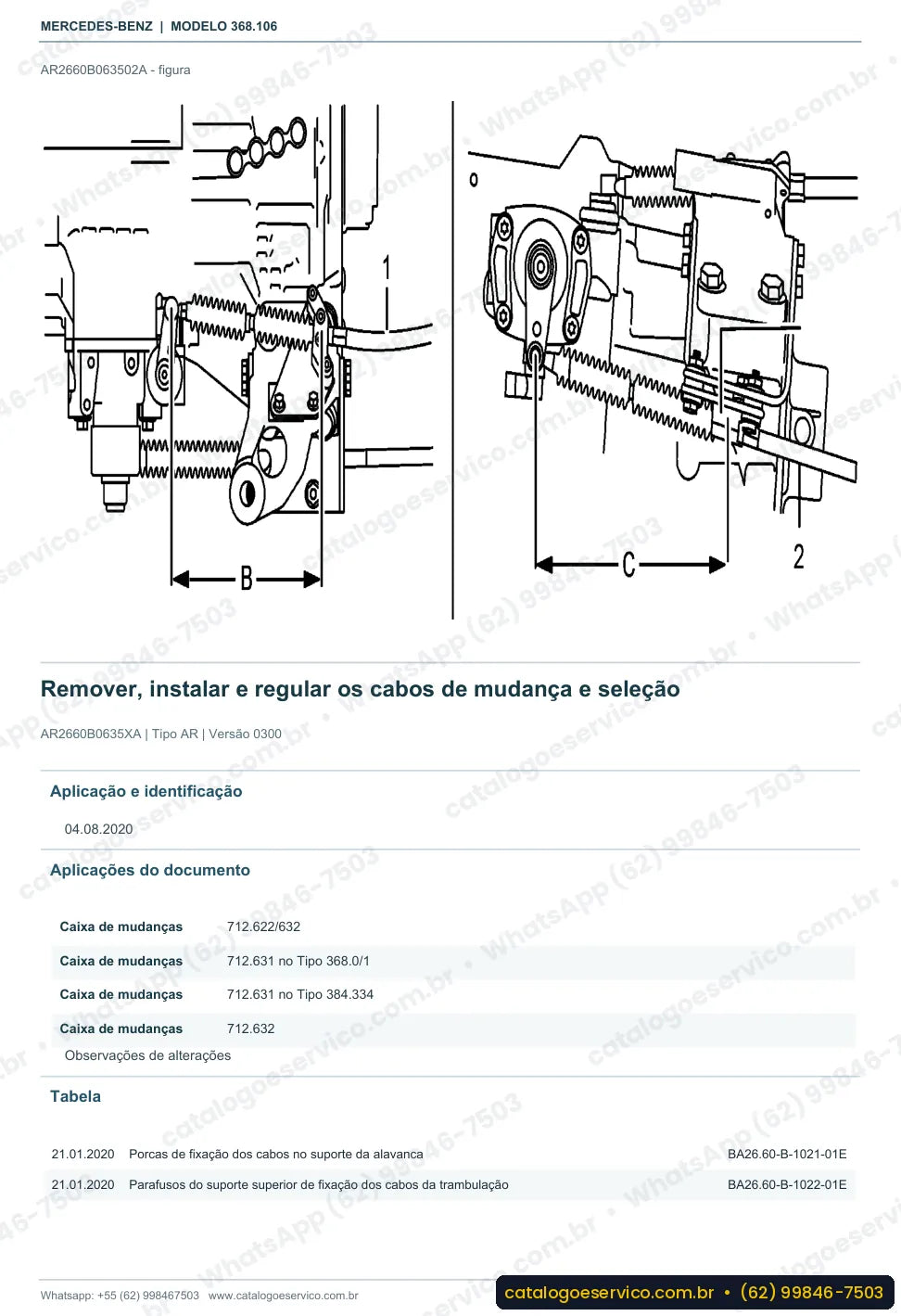 Página de procedimento do manual de oficina Mercedes-Benz OH 1622 L