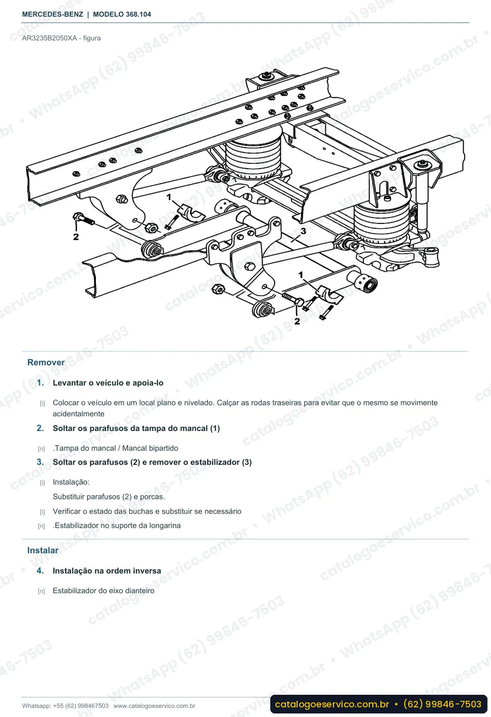 Página de procedimento do manual de oficina Mercedes-Benz OH 1623 L