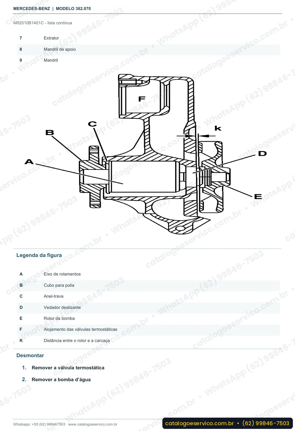 Página de procedimento do manual de oficina Mercedes-Benz OH 1625 L