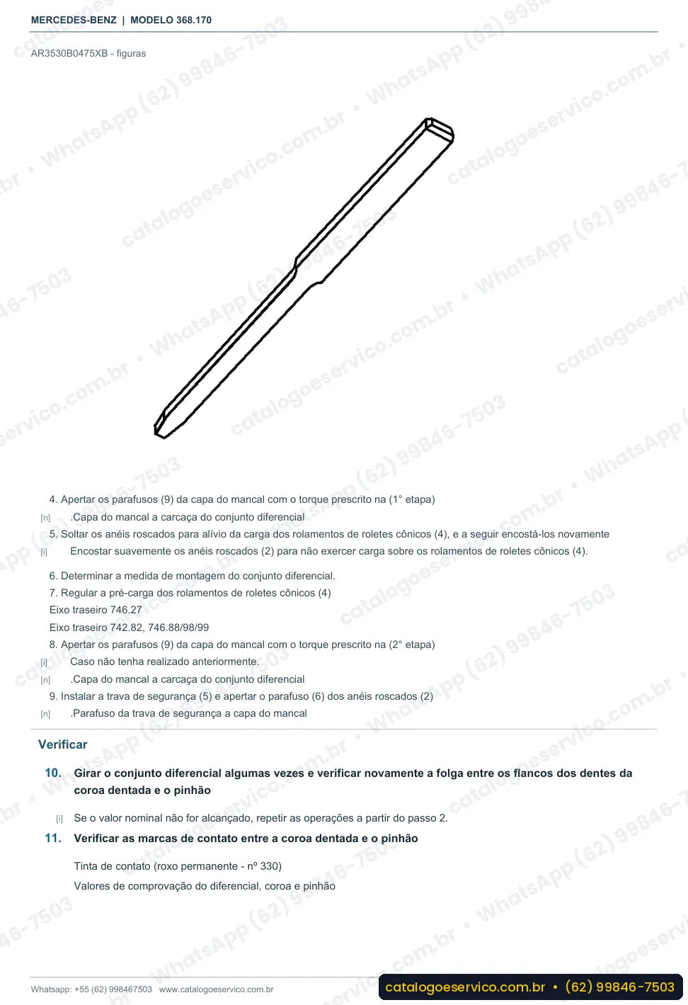 Página de procedimento do manual de oficina Mercedes-Benz OH 1631 L