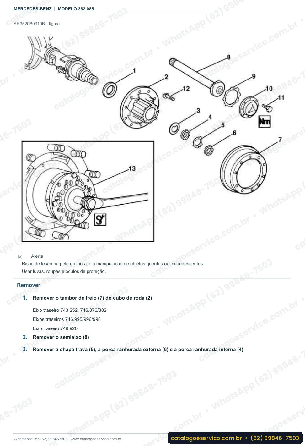 Página de procedimento do manual de oficina Mercedes-Benz OH 1635 L