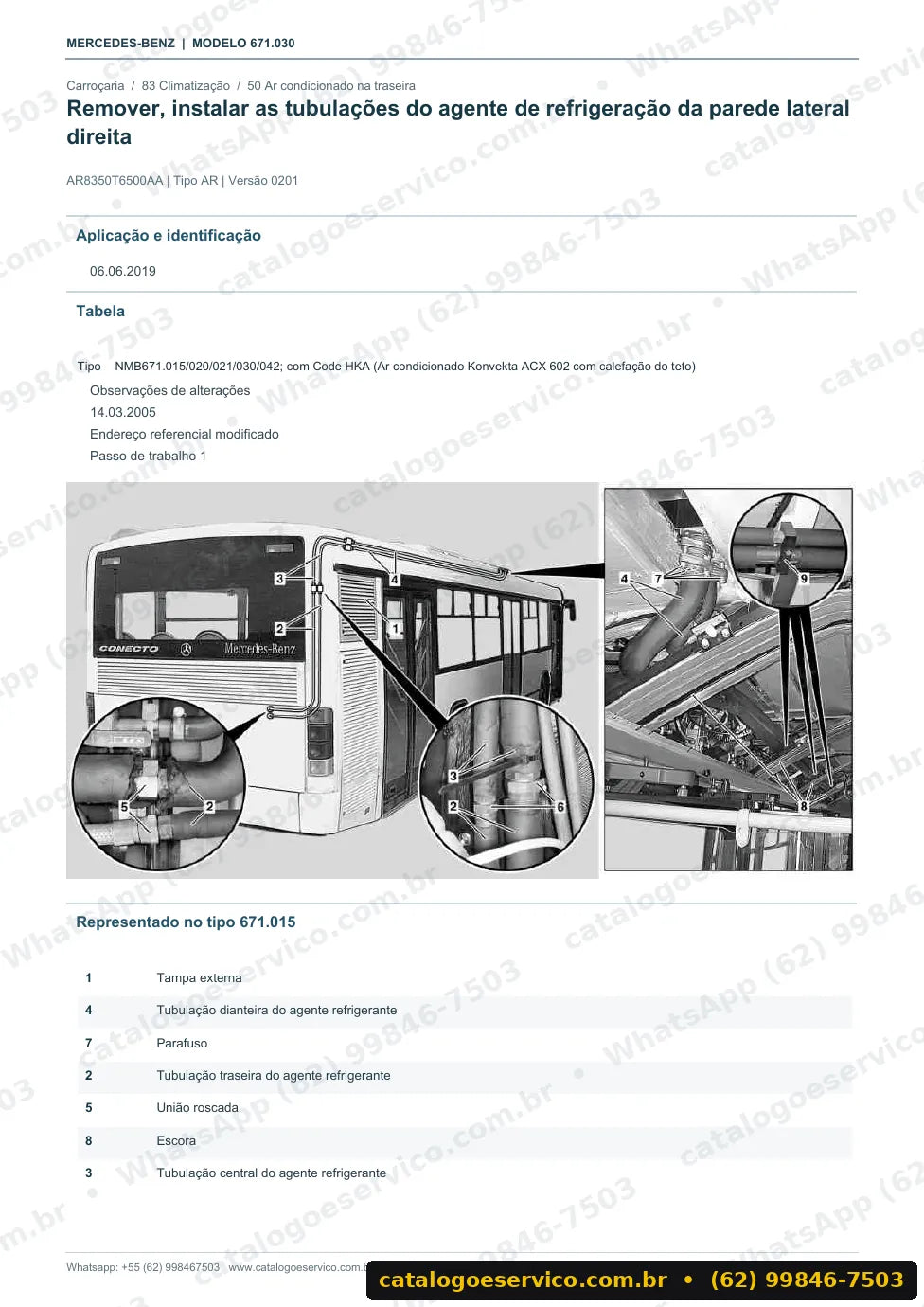 Página de procedimento do manual de oficina Mercedes-Benz Ônibus O 345 C