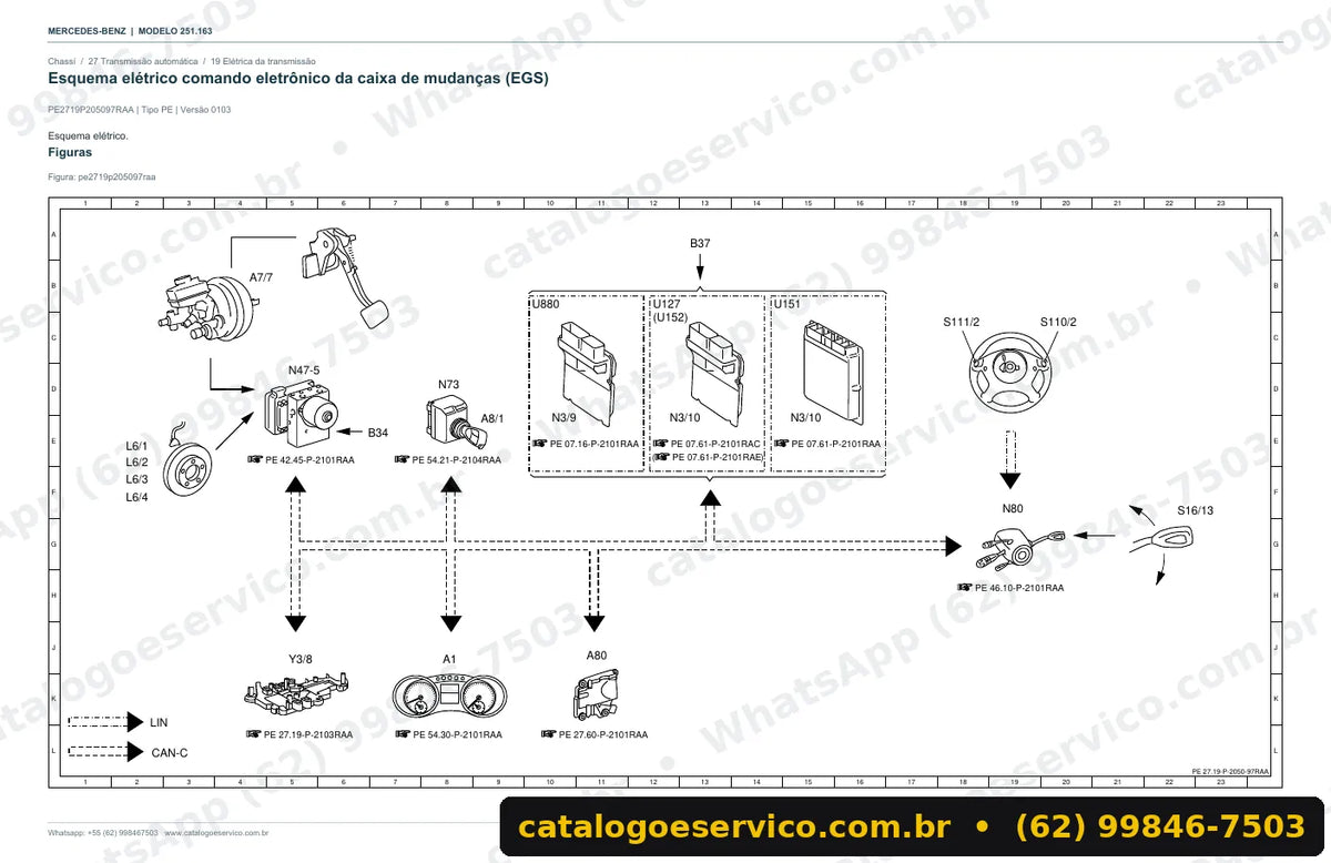 Página de esquema elétrico do manual Mercedes-Benz R 320 4MATIC longo (W251)