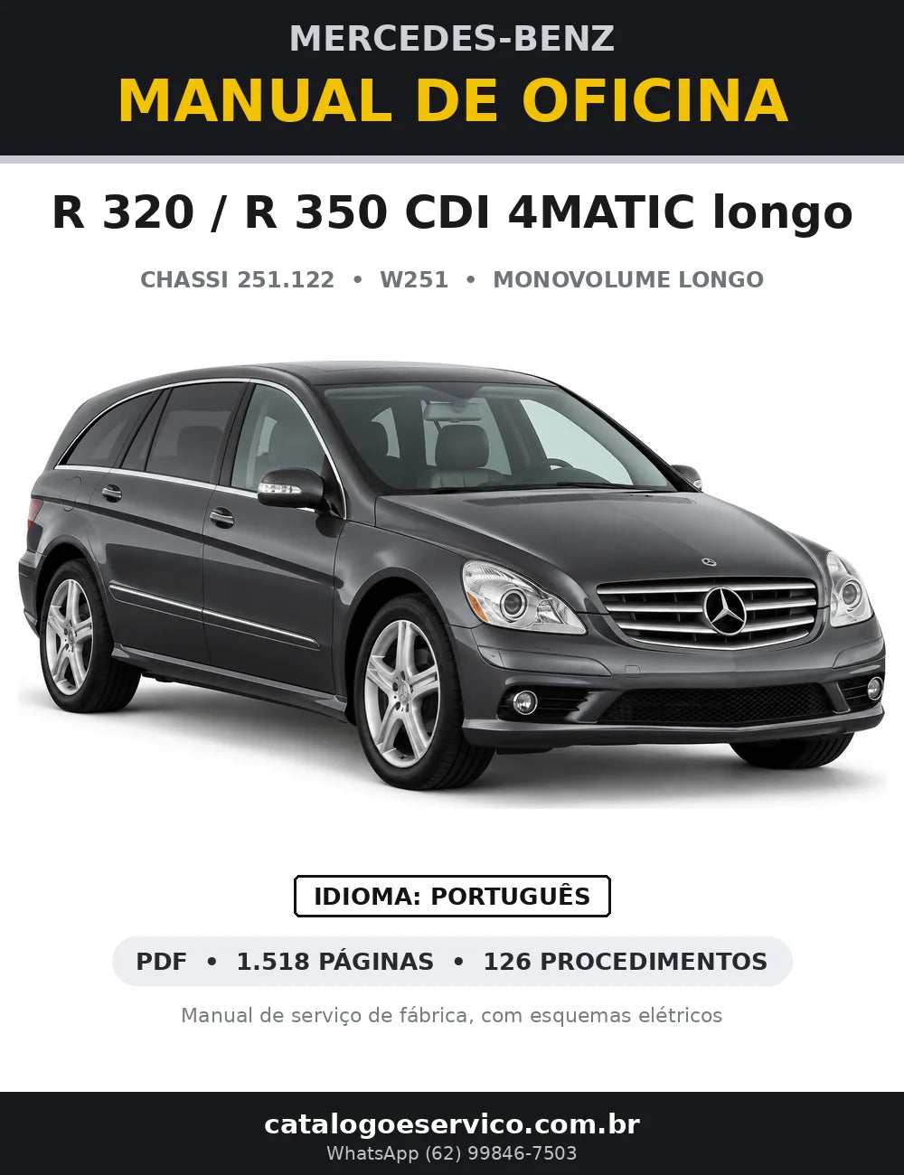 Capa do manual de oficina Mercedes-Benz R 320 / R 350 CDI 4MATIC longo (W251)