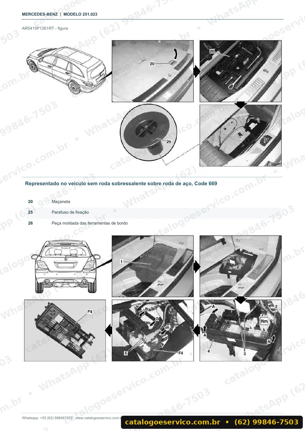 Página de procedimento do manual de oficina Mercedes-Benz R 350 (W251)
