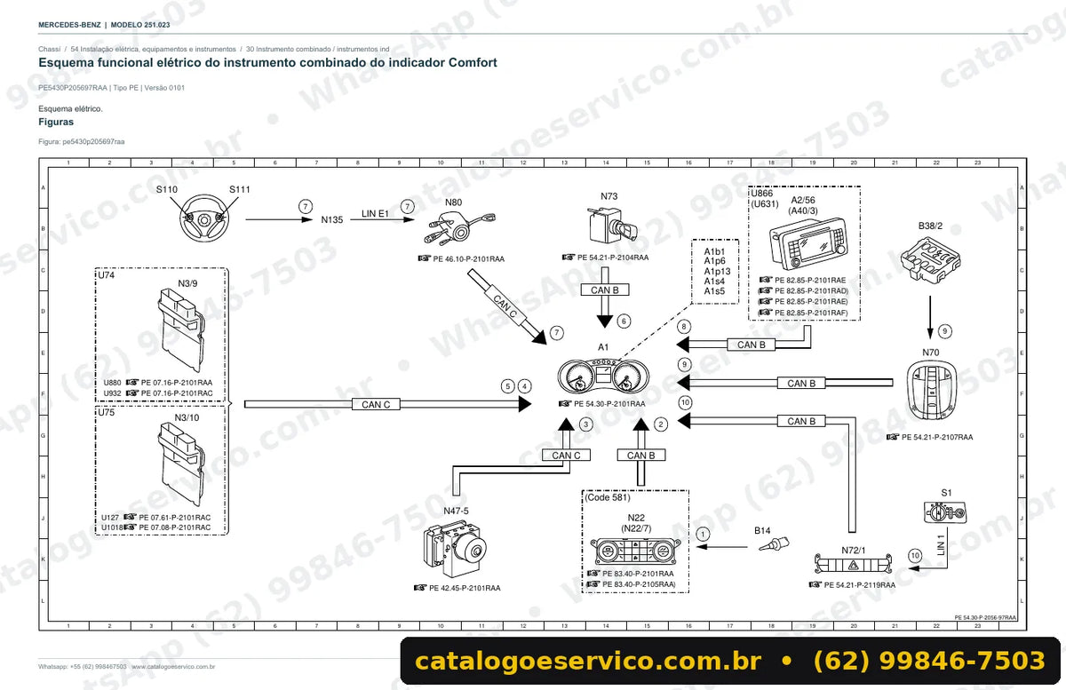 Página de esquema elétrico do manual Mercedes-Benz R 350 (W251)