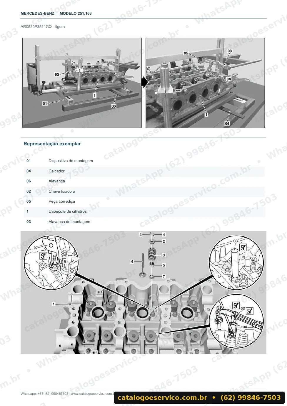 Página de procedimento do manual de oficina Mercedes-Benz R 400 4MATIC longo (W251)