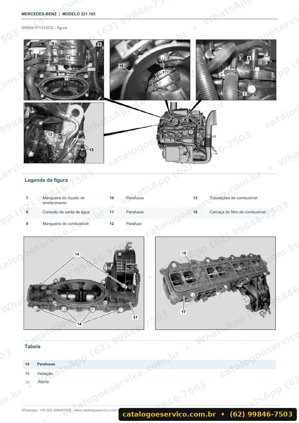 Página de procedimento do manual de oficina Mercedes-Benz S 250 (W221)
