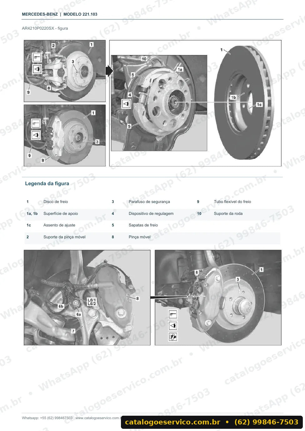 Página de procedimento do manual de oficina Mercedes-Benz S 250 (W221)