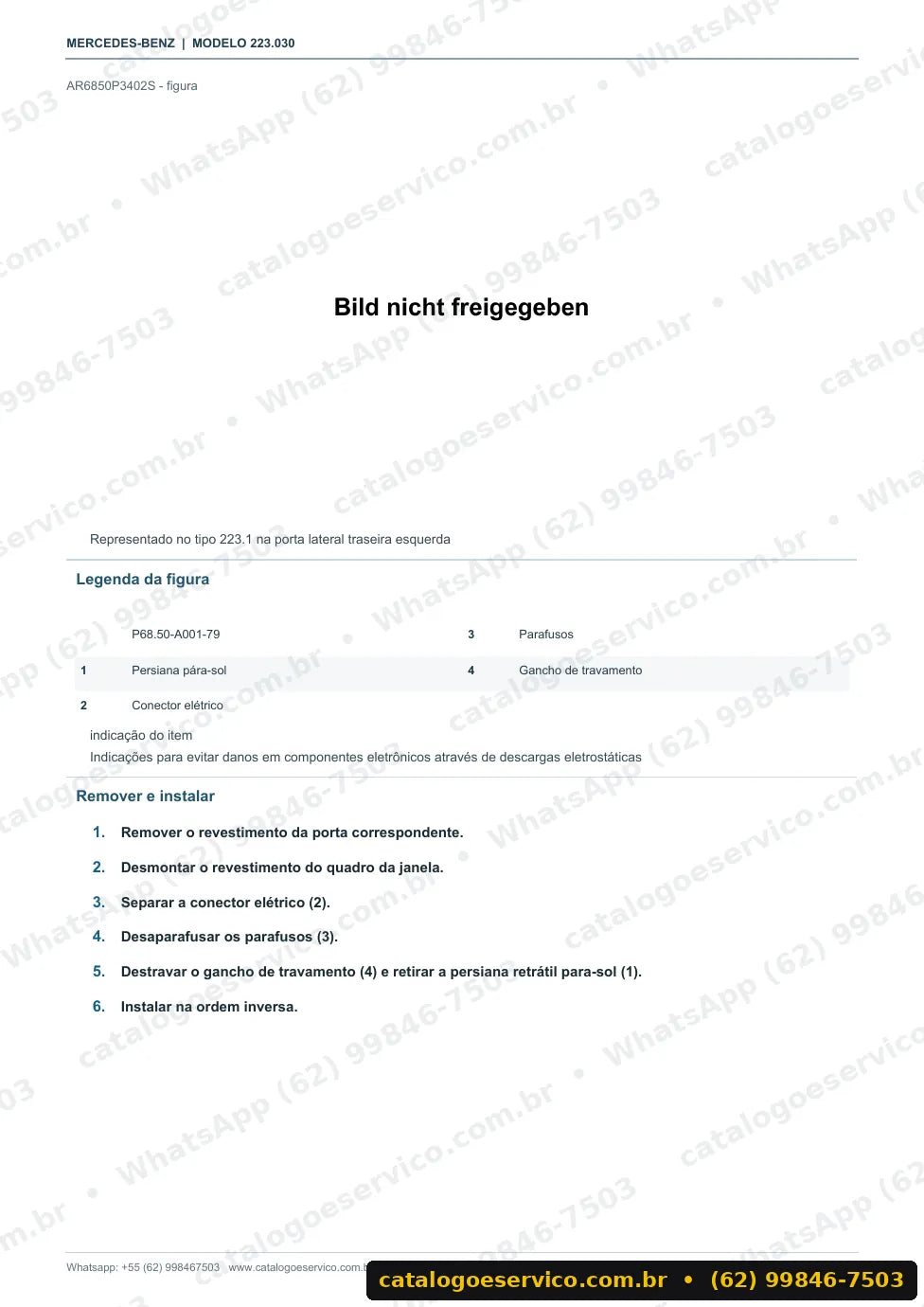 Página de procedimento do manual de oficina Mercedes-Benz S 350 (W223)
