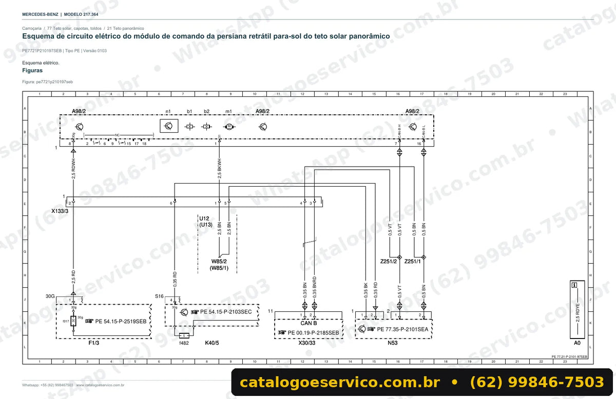 Página de esquema elétrico do manual Mercedes-Benz S 400 / S 450 4MATIC (C217)