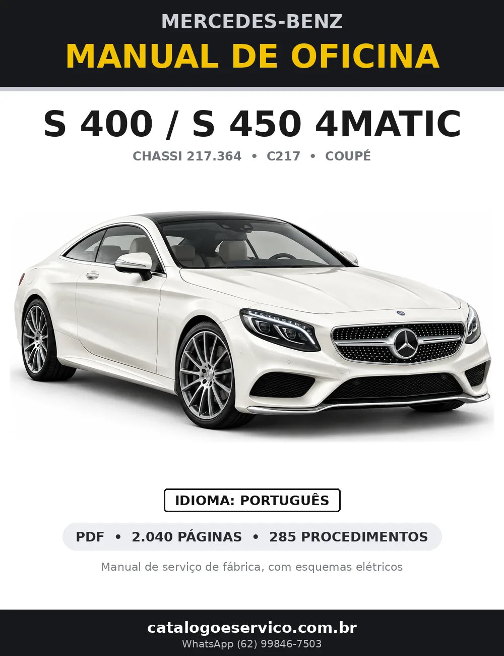 Capa do manual de oficina Mercedes-Benz S 400 / S 450 4MATIC (C217)