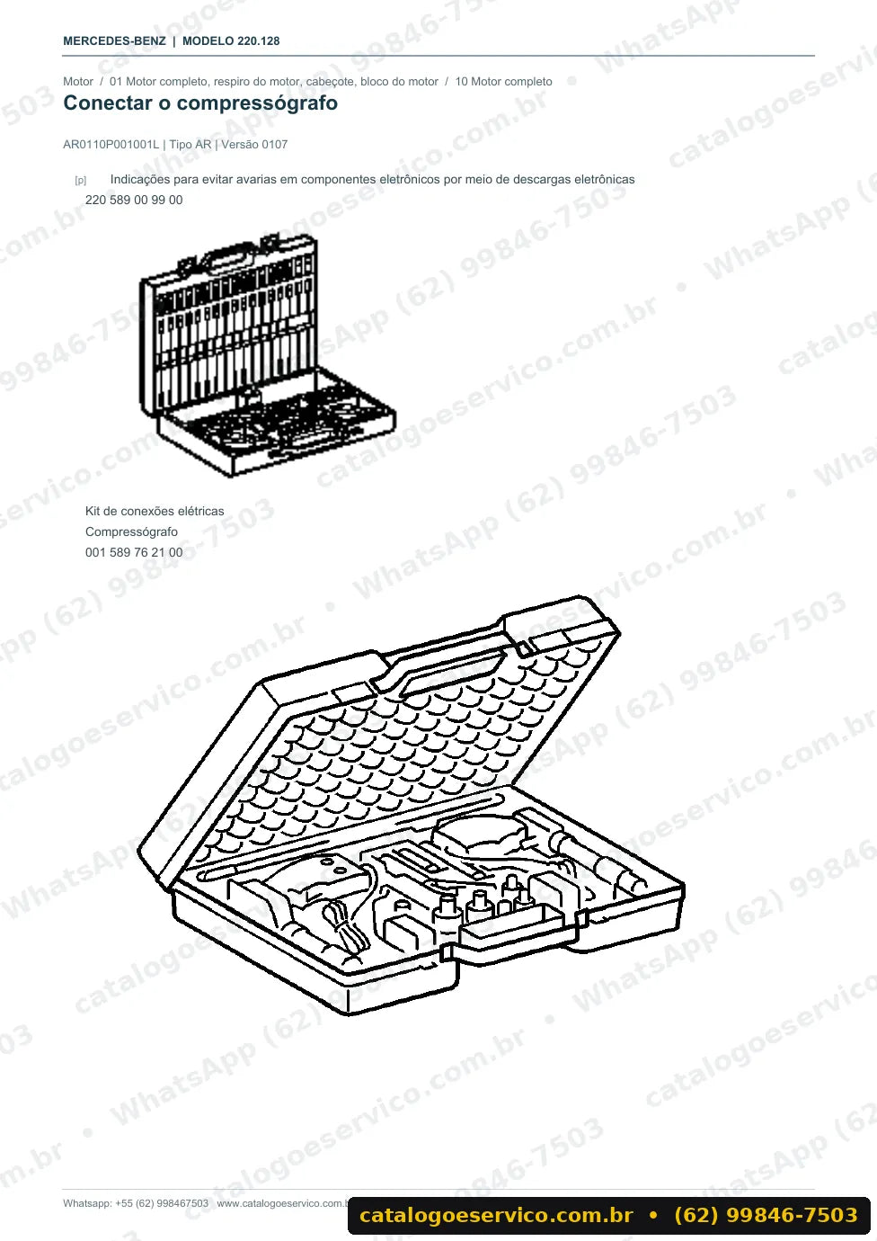 Página de procedimento do manual de oficina Mercedes-Benz S 400 (W220)