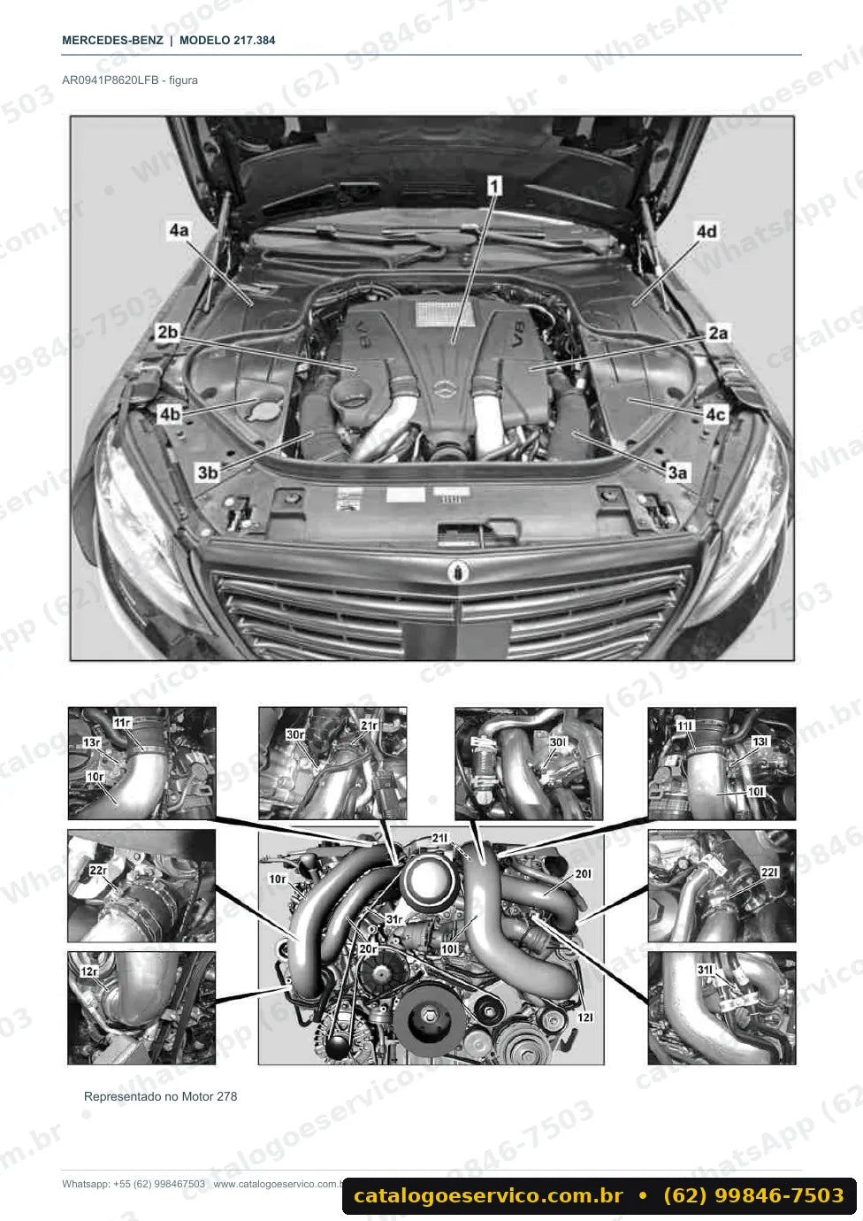 Página de procedimento do manual de oficina Mercedes-Benz S 500 4MATIC Coupé (C217)