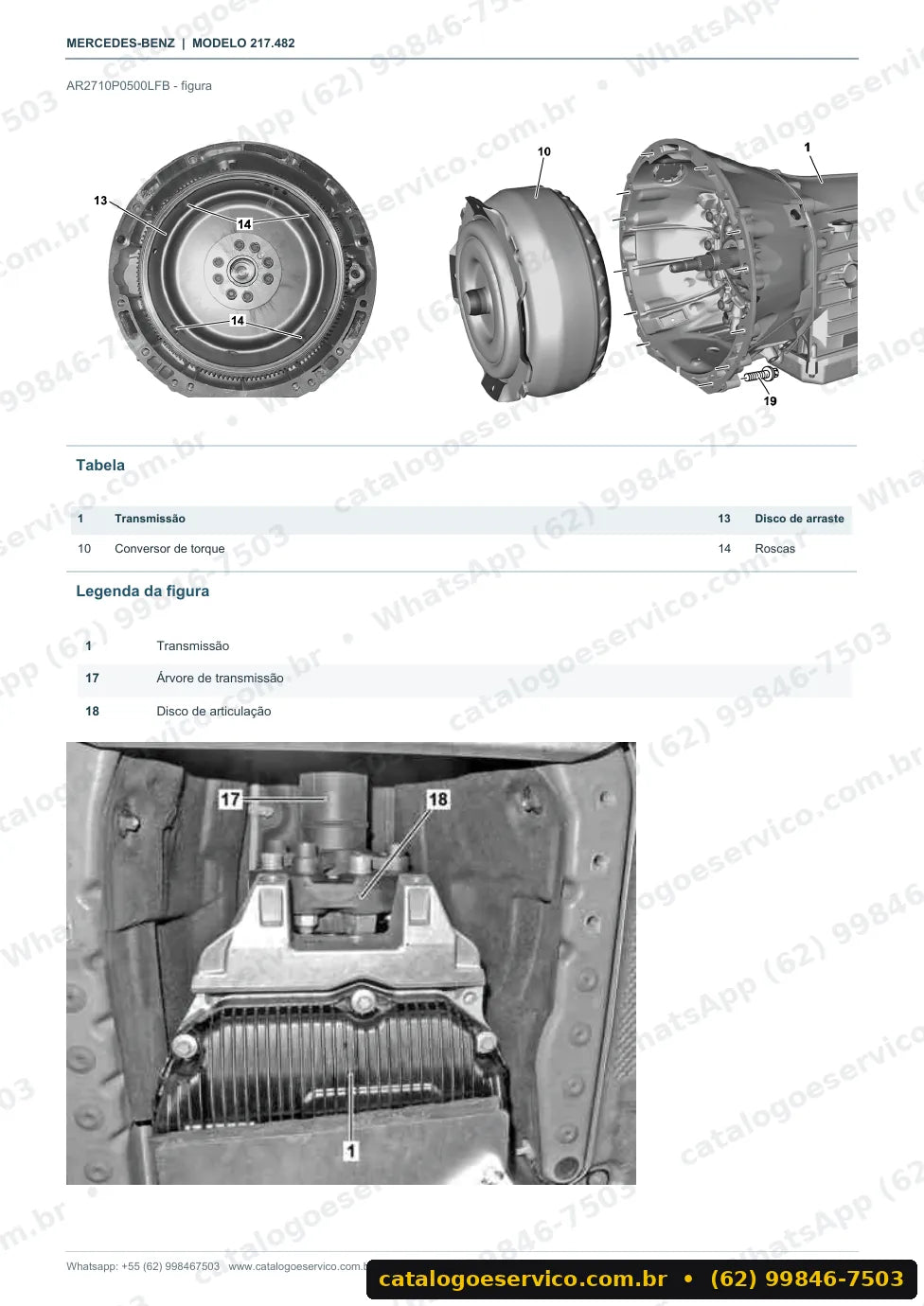 Página de procedimento do manual de oficina Mercedes-Benz S 500 / S 550 (C217)