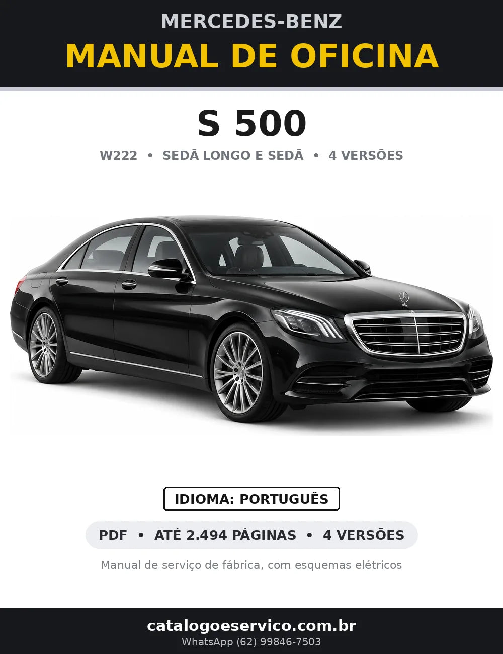 Capa do manual de oficina Mercedes-Benz S 500 (W222)