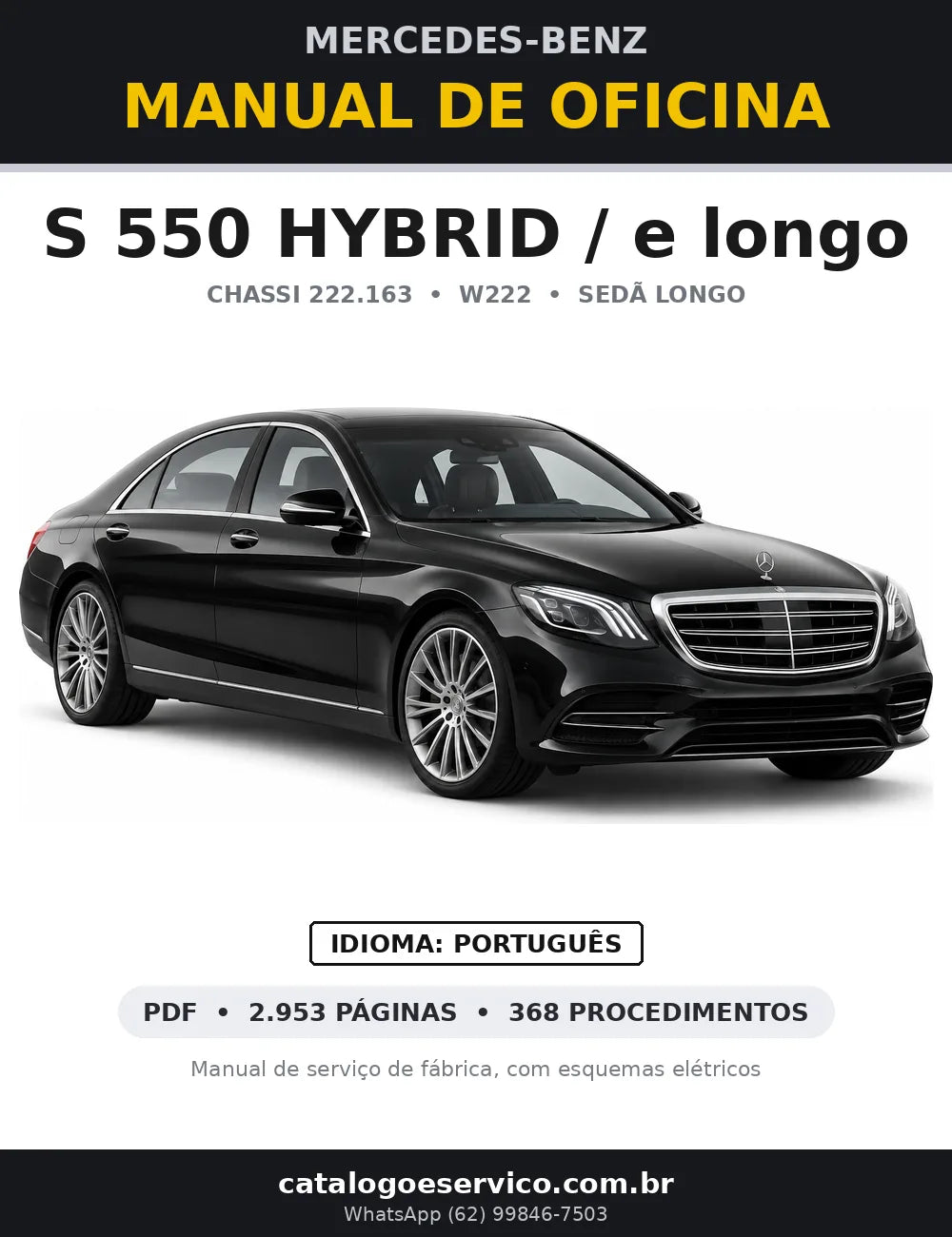 Capa do manual de oficina Mercedes-Benz S 550 HYBRID / e longo (W222)