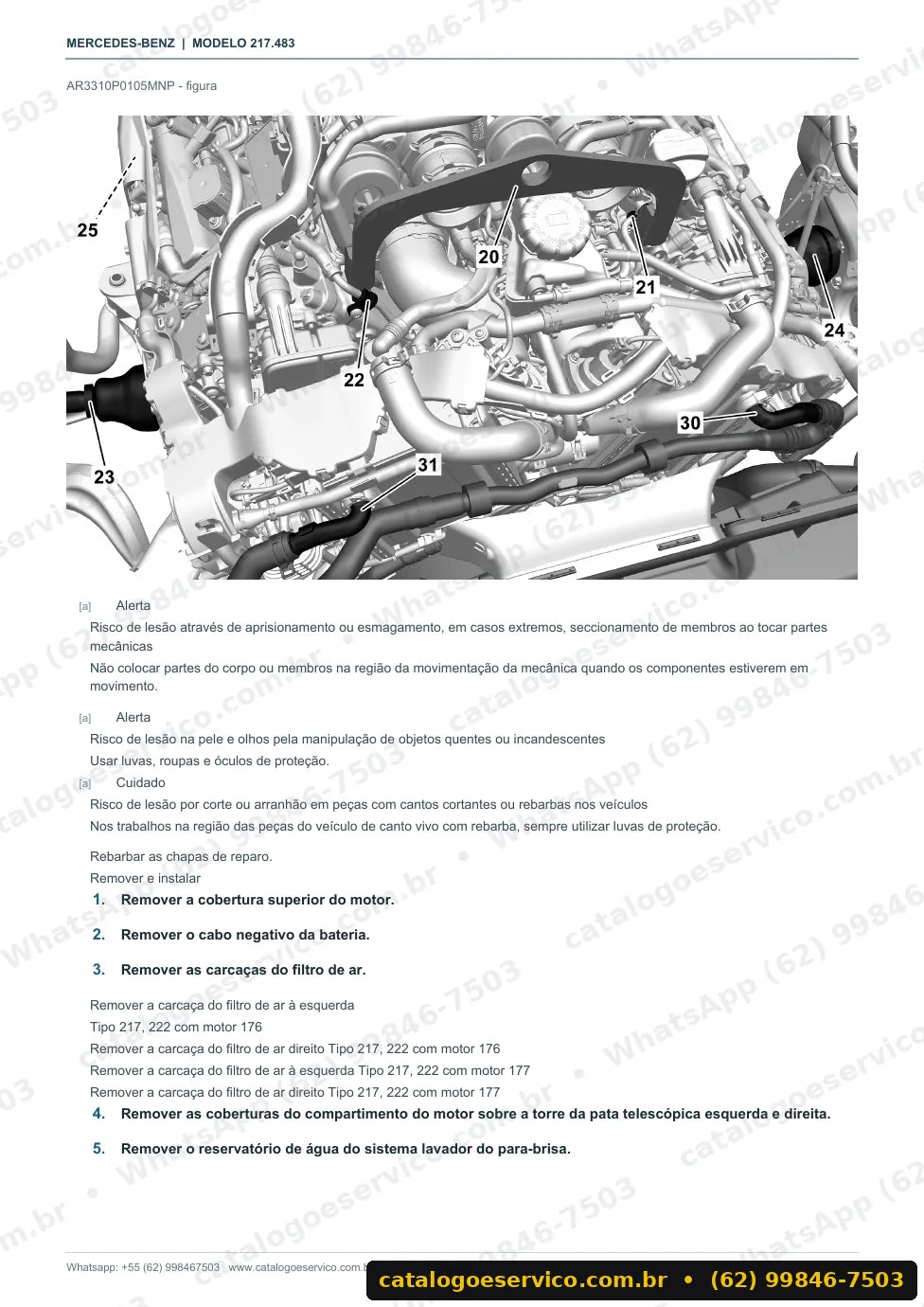Página de procedimento do manual de oficina Mercedes-Benz S 560 (C217)