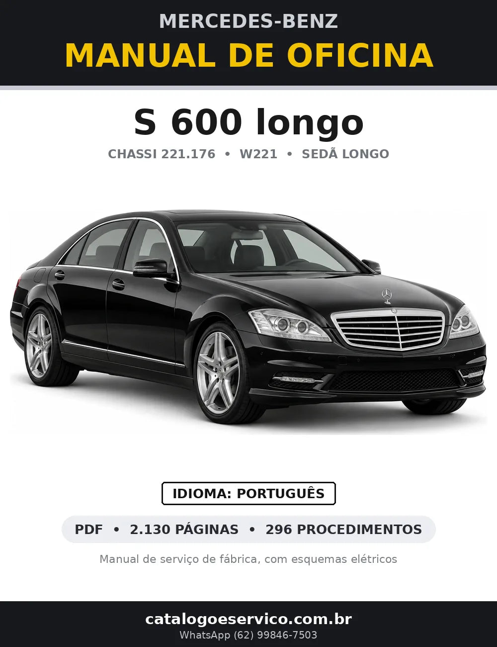 Capa do manual de oficina Mercedes-Benz S 600 longo (W221)