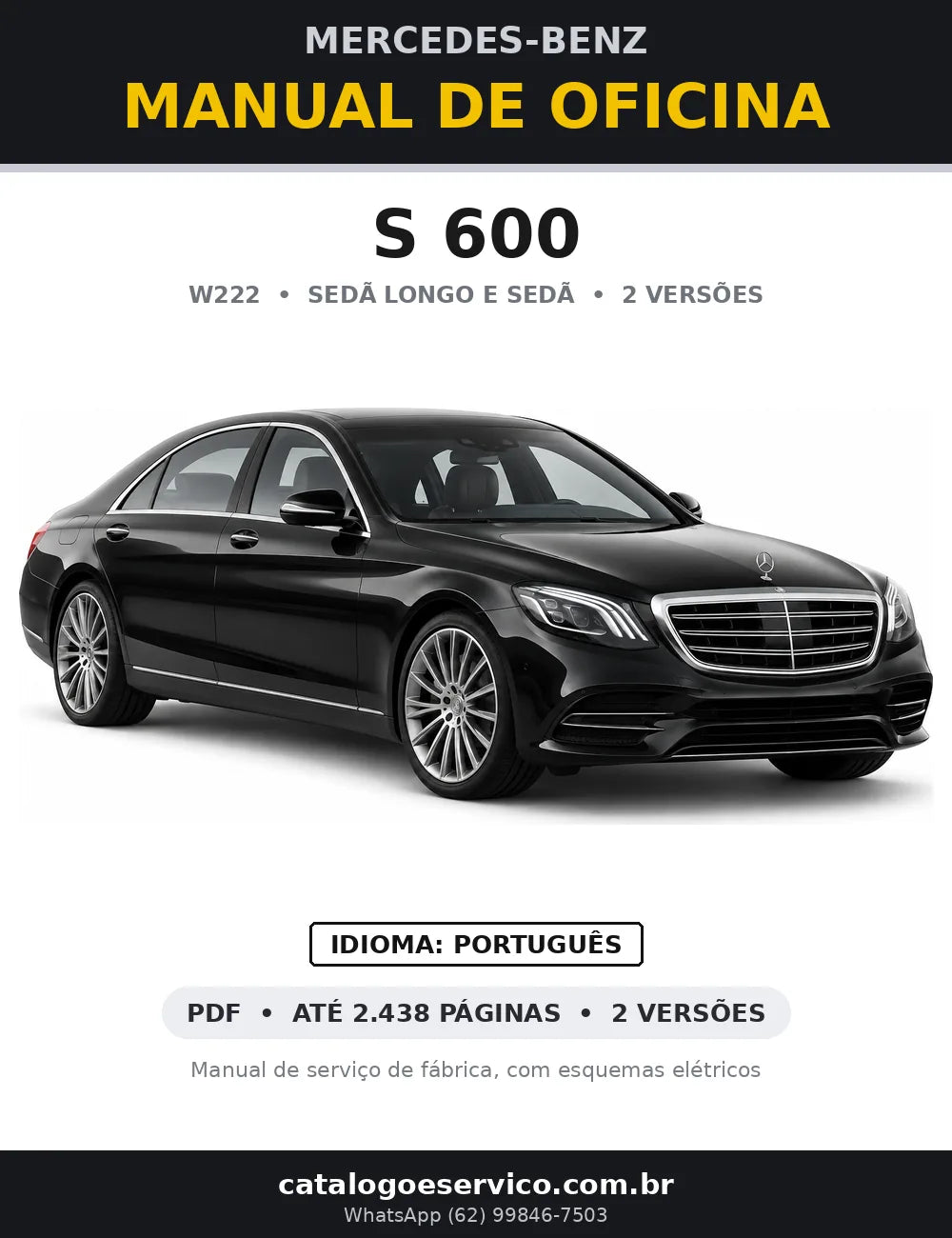 Capa do manual de oficina Mercedes-Benz S 600 (W222)