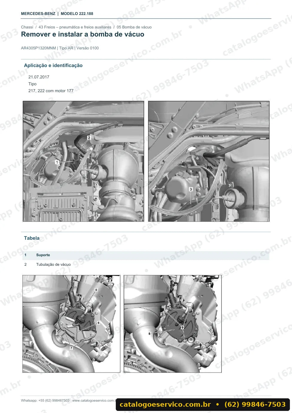 Página de procedimento do manual de oficina Mercedes-Benz S 63 AMG (W222)