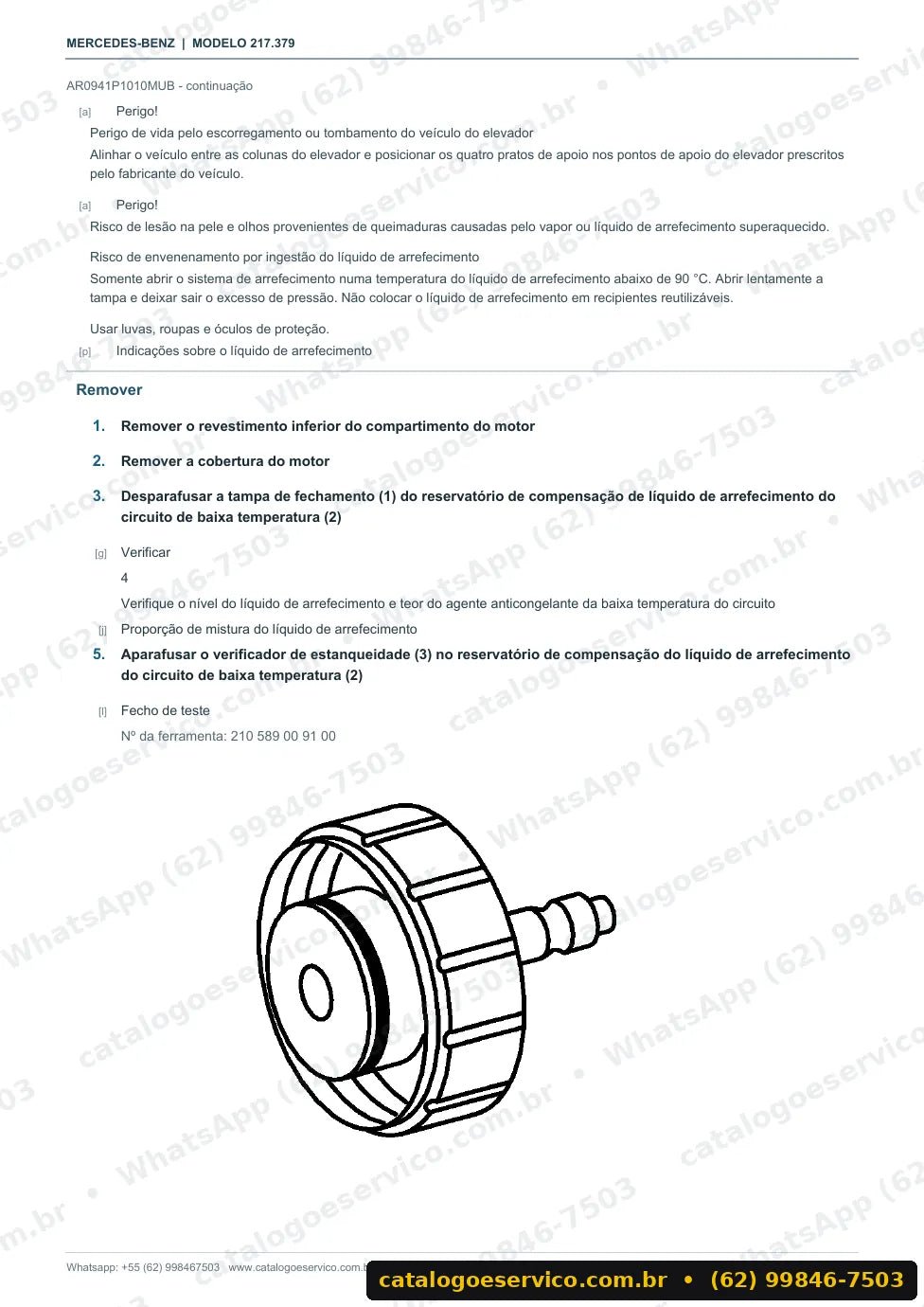 Página de procedimento do manual de oficina Mercedes-Benz S 65 AMG Coupé (C217)