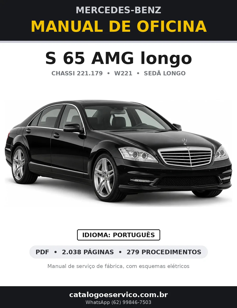 Capa do manual de oficina Mercedes-Benz S 65 AMG longo (W221)