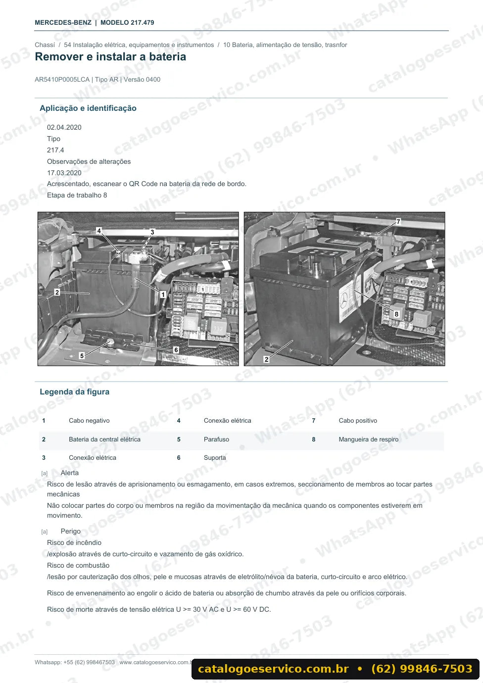 Página de procedimento do manual de oficina Mercedes-Benz S 65 / S 650 Cabriolet (C217)
