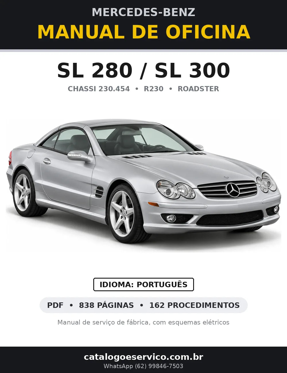 Capa do manual de oficina Mercedes-Benz SL 280 / SL 300 (R230)