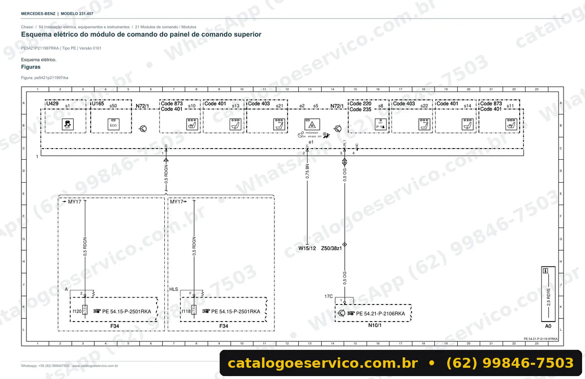 Página de esquema elétrico do manual Mercedes-Benz SL 350 (R231)
