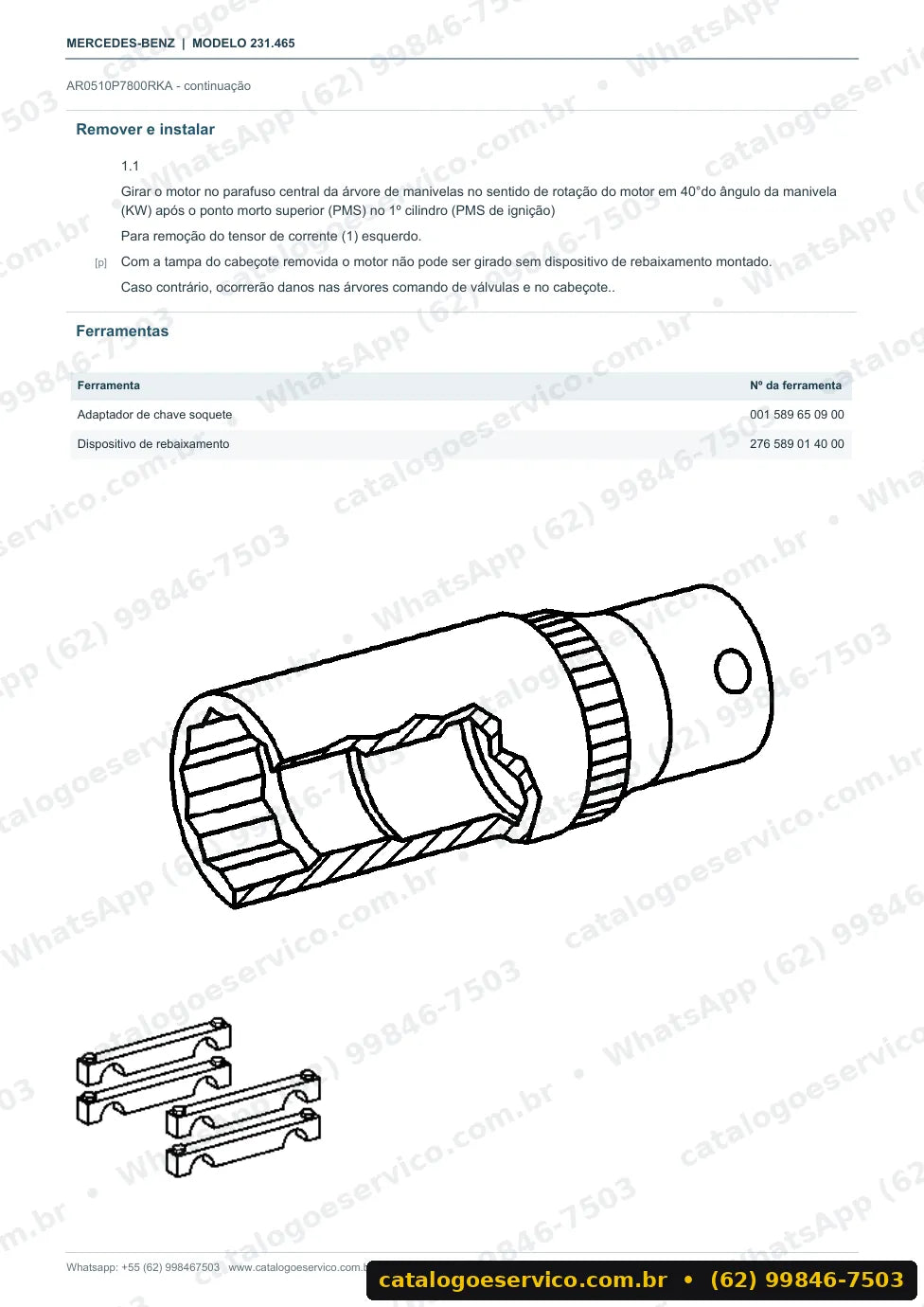 Página de procedimento do manual de oficina Mercedes-Benz SL 400 (R231)