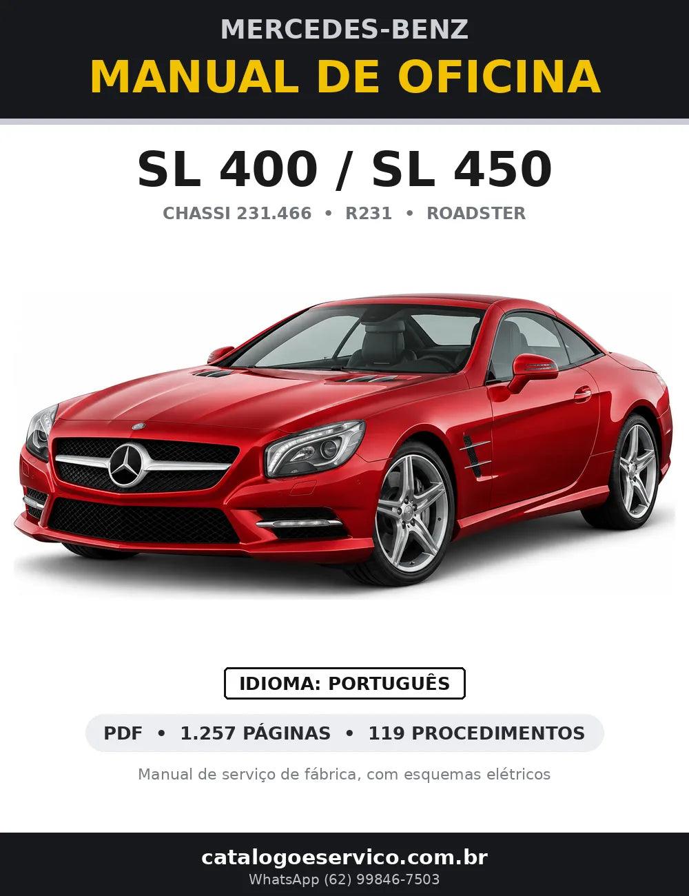 Capa do manual de oficina Mercedes-Benz SL 400 / SL 450 (R231)