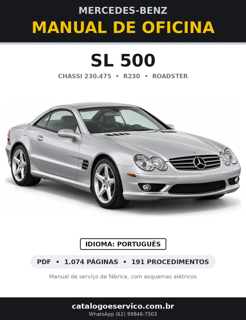 Capa do manual de oficina Mercedes-Benz SL 500 (R230)