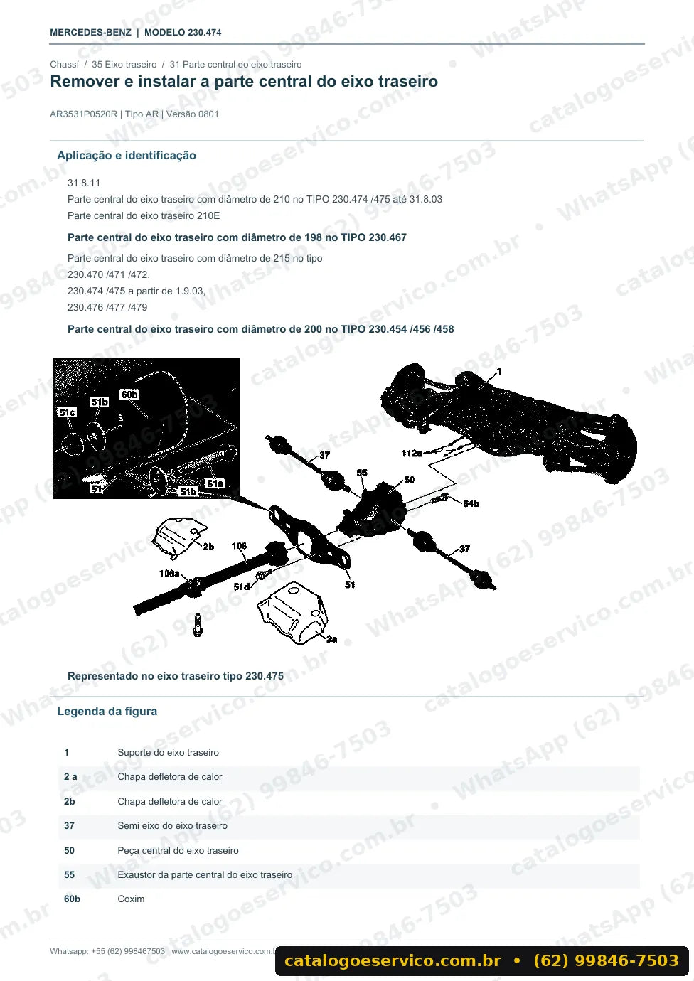 Página de procedimento do manual de oficina Mercedes-Benz SL 55 AMG Kompressor (R230)