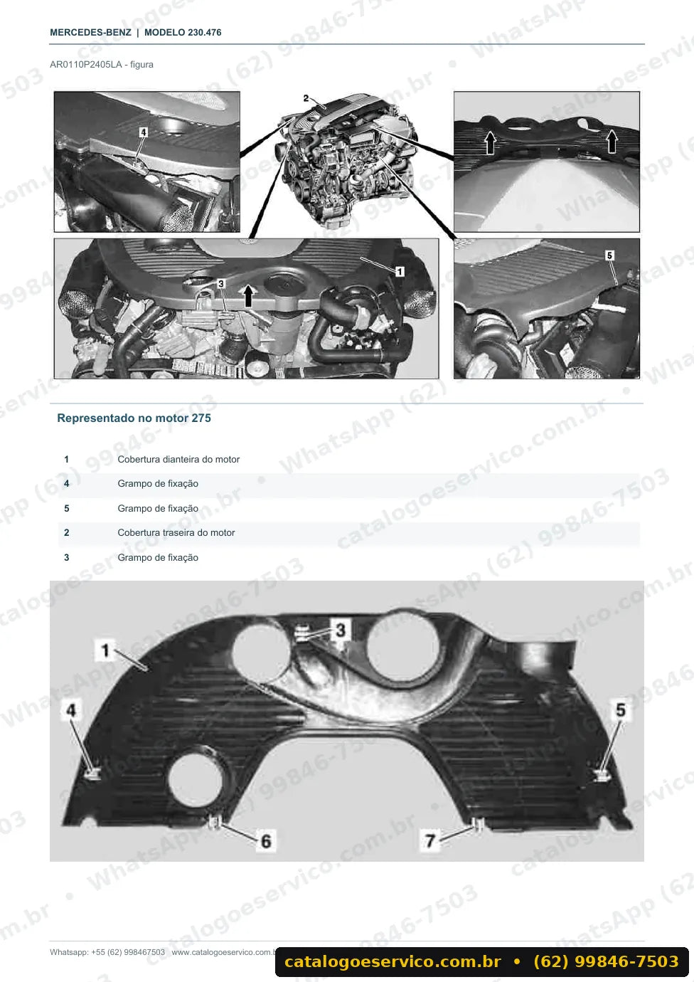 Página de procedimento do manual de oficina Mercedes-Benz SL 600 (R230)