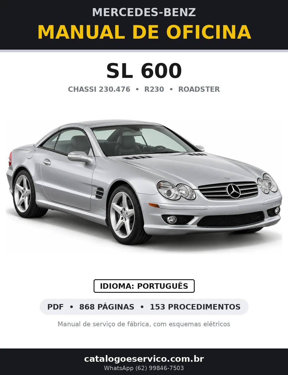 Capa do manual de oficina Mercedes-Benz SL 600 (R230)