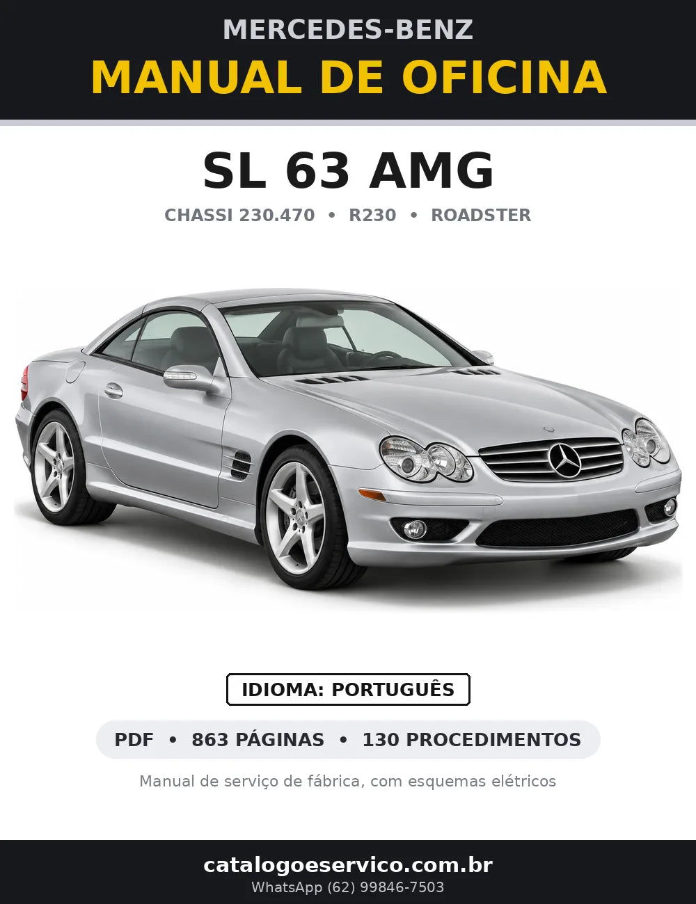 Capa do manual de oficina Mercedes-Benz SL 63 AMG (R230)