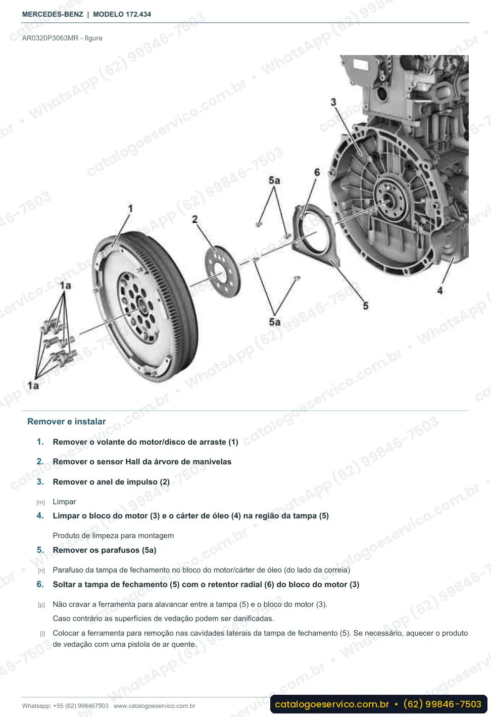 Página de procedimento do manual de oficina Mercedes-Benz SLC 200 (R172)