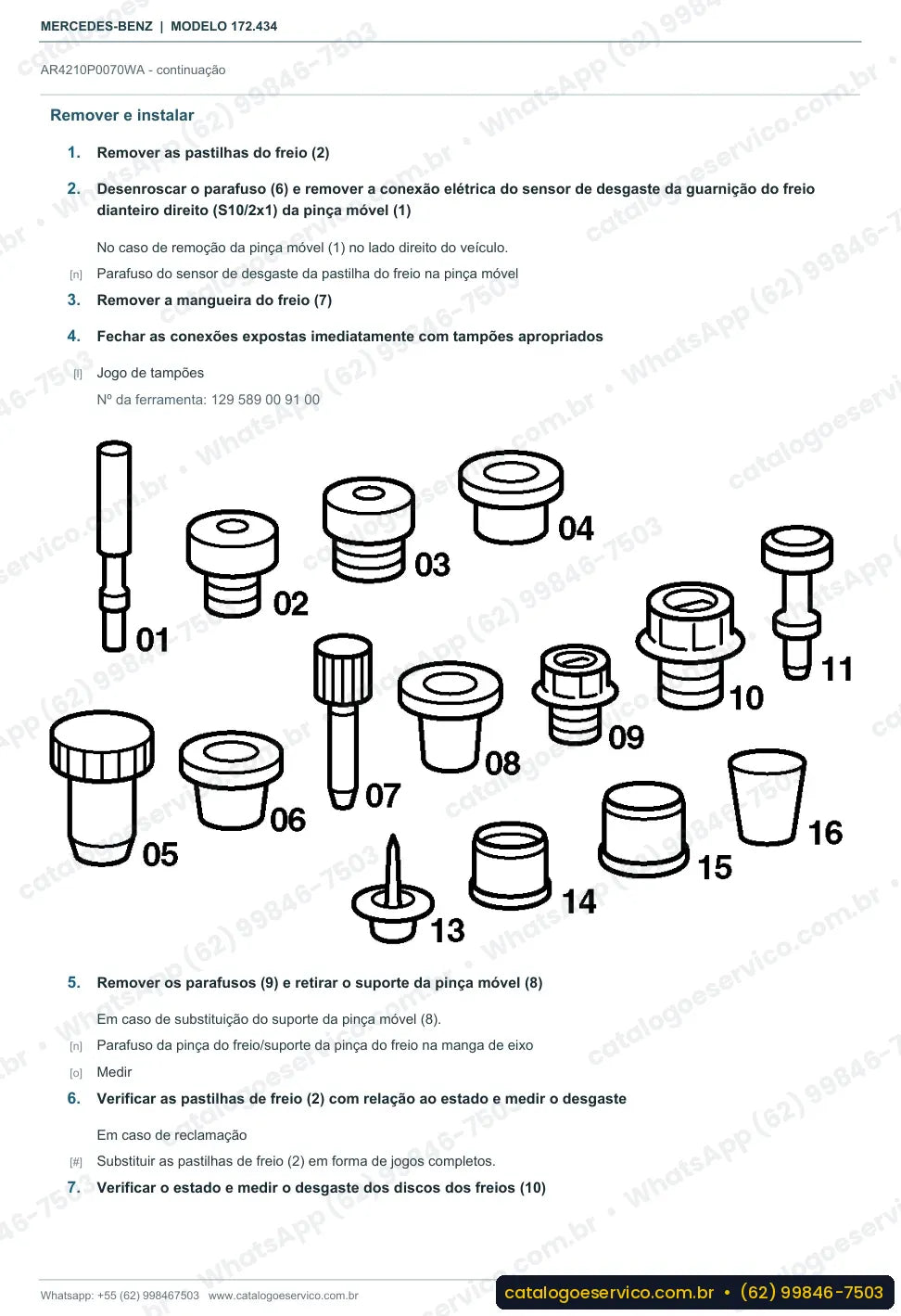 Página de procedimento do manual de oficina Mercedes-Benz SLC 200 (R172)