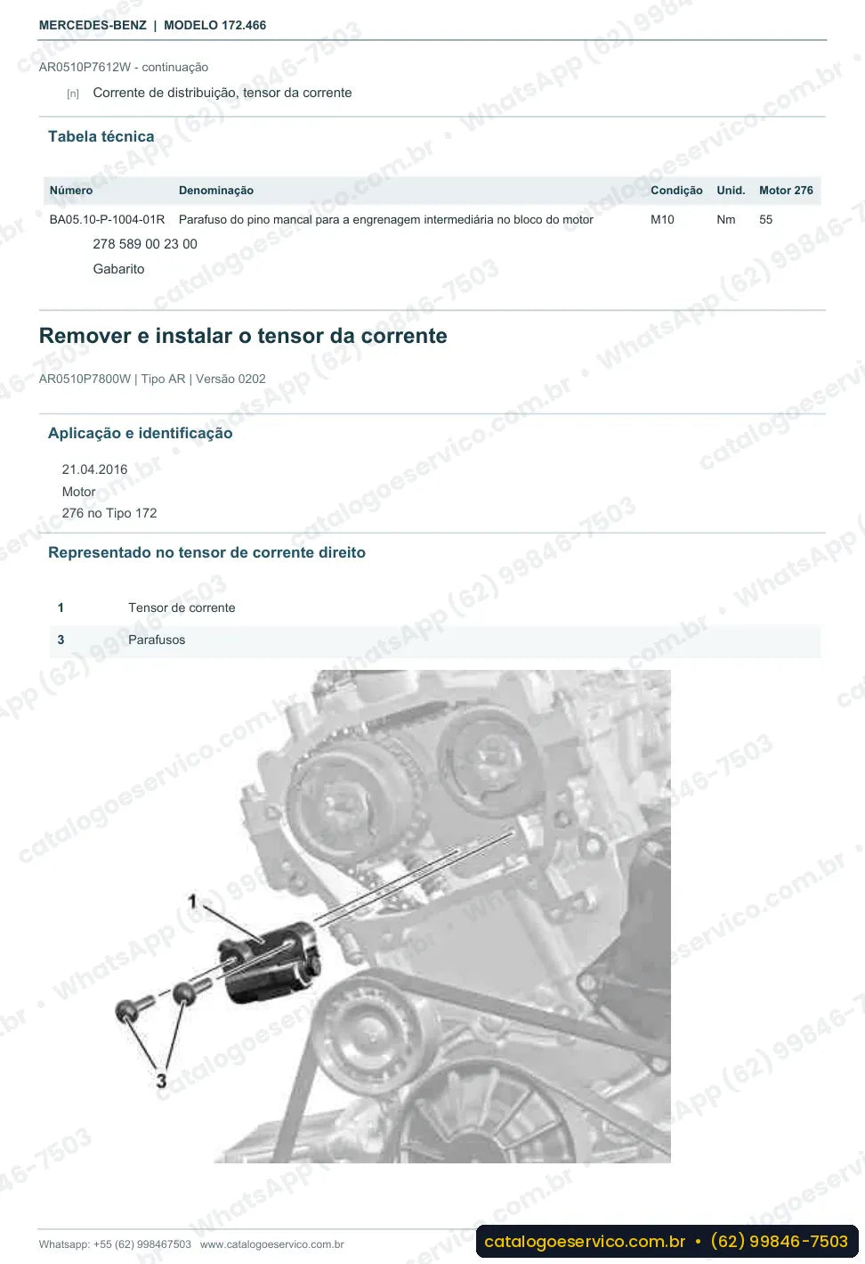 Página de procedimento do manual de oficina Mercedes-Benz SLC 43 AMG (R172)