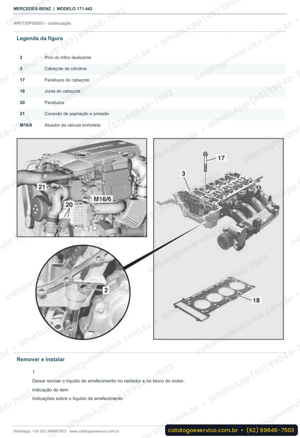Página de procedimento do manual de oficina Mercedes-Benz SLK 200 Kompressor (R171)
