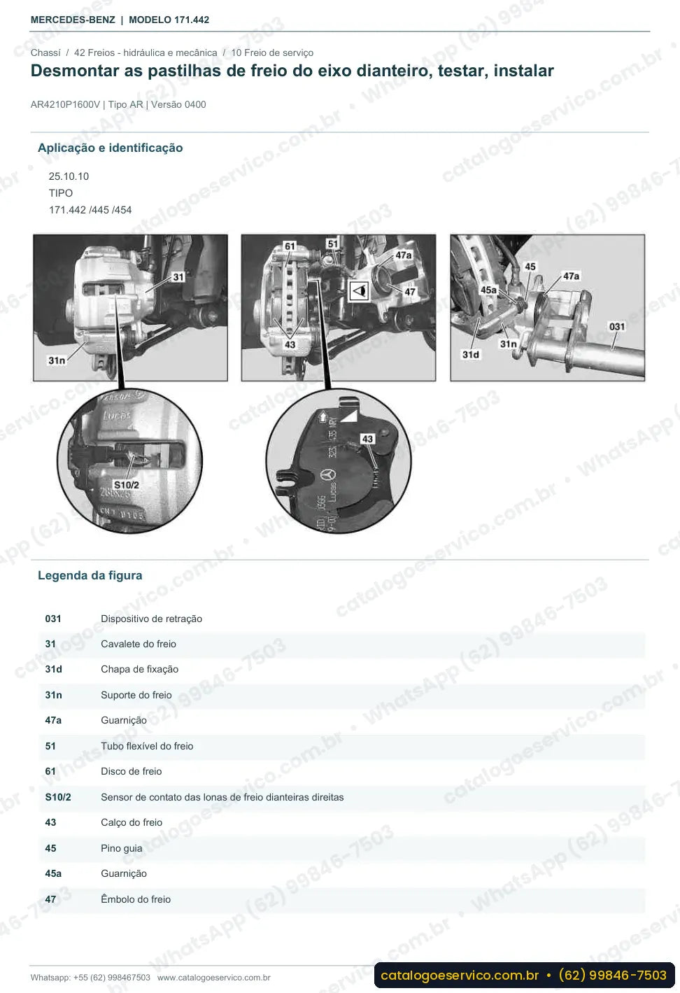 Página de procedimento do manual de oficina Mercedes-Benz SLK 200 Kompressor (R171)
