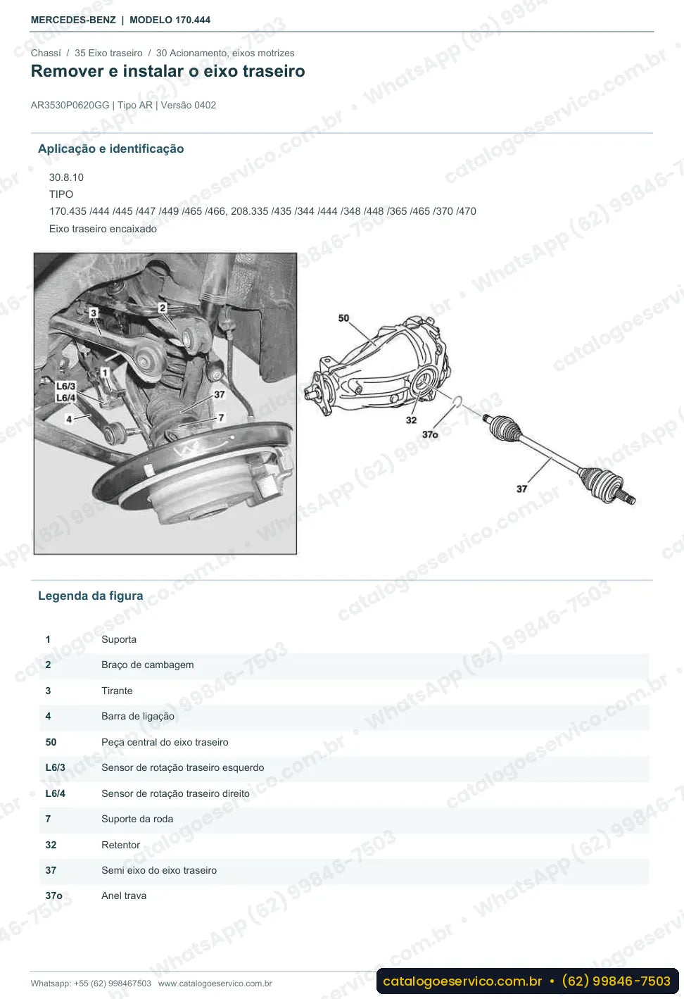 Página de procedimento do manual de oficina Mercedes-Benz SLK 200 (R170)