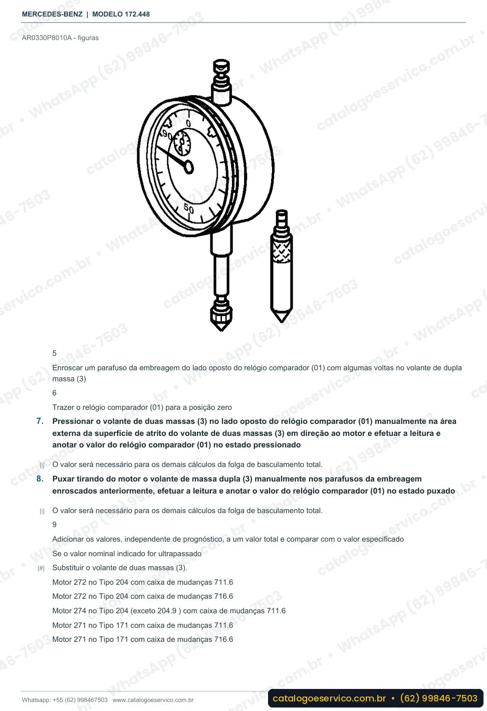 Página de procedimento do manual de oficina Mercedes-Benz SLK 200 (R172)