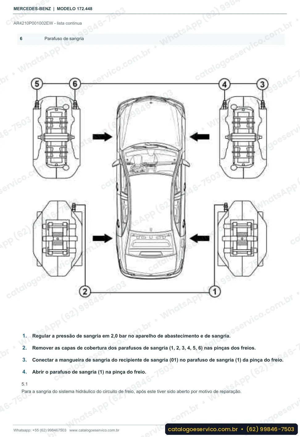 Página de procedimento do manual de oficina Mercedes-Benz SLK 200 (R172)