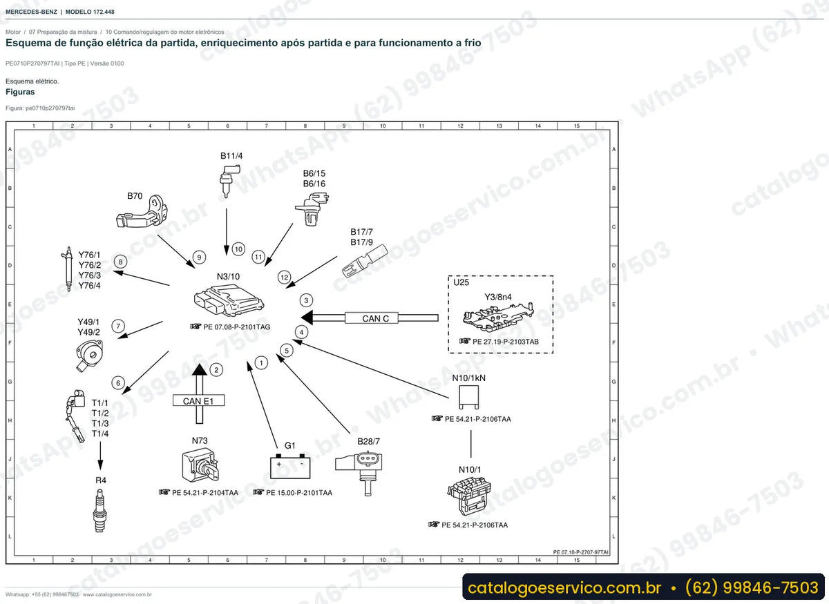 Página de esquema elétrico do manual Mercedes-Benz SLK 200 (R172)